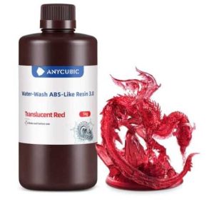 S3DA-051-Anycubic Water-Wash ABS-Like Resin 3.0-Trans.Red